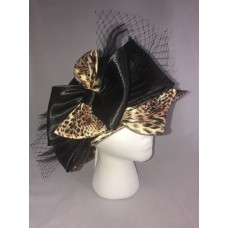 August Hat Company Mujer&apos;s Black Leopard Feather Bow Hat Cap One Size New $68  eb-86181350